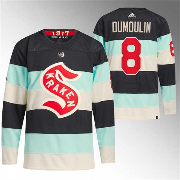 Mens Seattle Kraken #8 Brian Dumoulin Deep Sea Blue 2024 Winter Classic Primegreen Stitched Jersey Dzhi